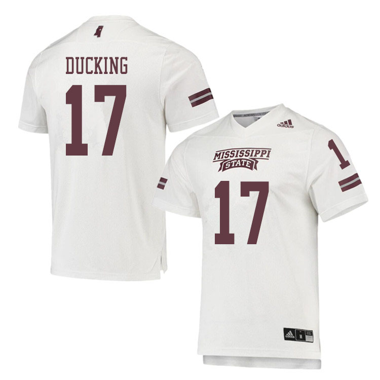 Men #17 Caleb Ducking Mississippi State Bulldogs College Football Jerseys Sale-White